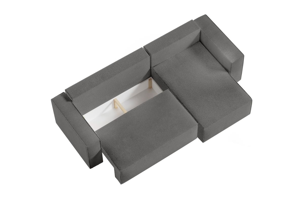 CHARLOTTE - Canapé d'angle convertible réversible avec pouf en tissu bouclette