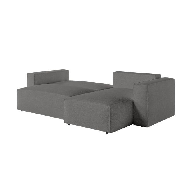 CHARLOTTE - Canapé d'angle convertible réversible avec pouf en tissu bouclette