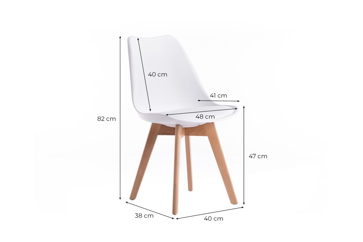 TOMMY - Lot de 2 chaises scandinaves en polypropylène coussin simili pieds en bois