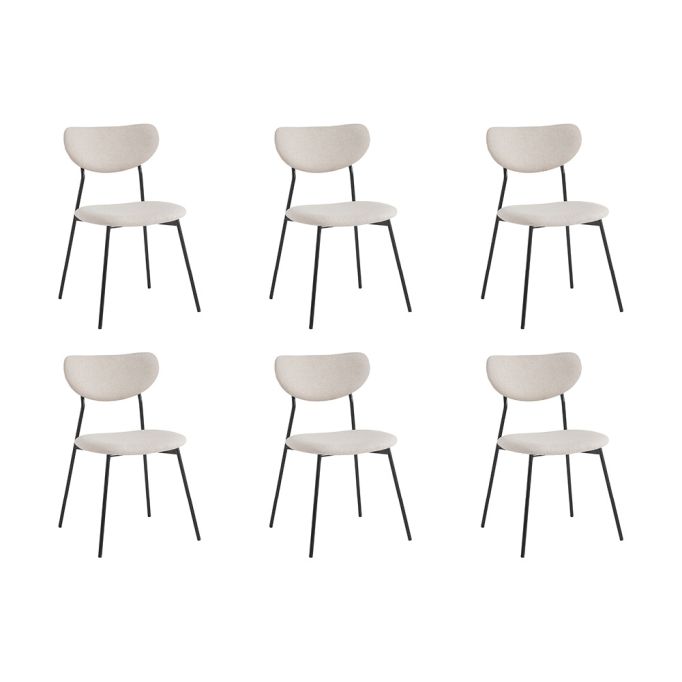 BRODIE - Lot de 6 chaises en tissu avec pieds noirs