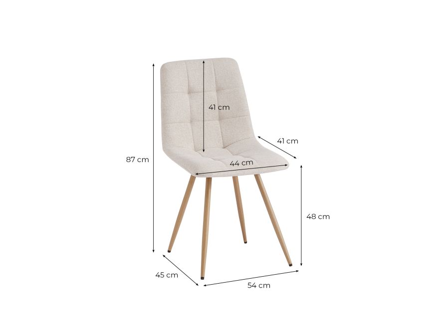 FLYNN - Lot de 6 chaises en tissu pieds bois
