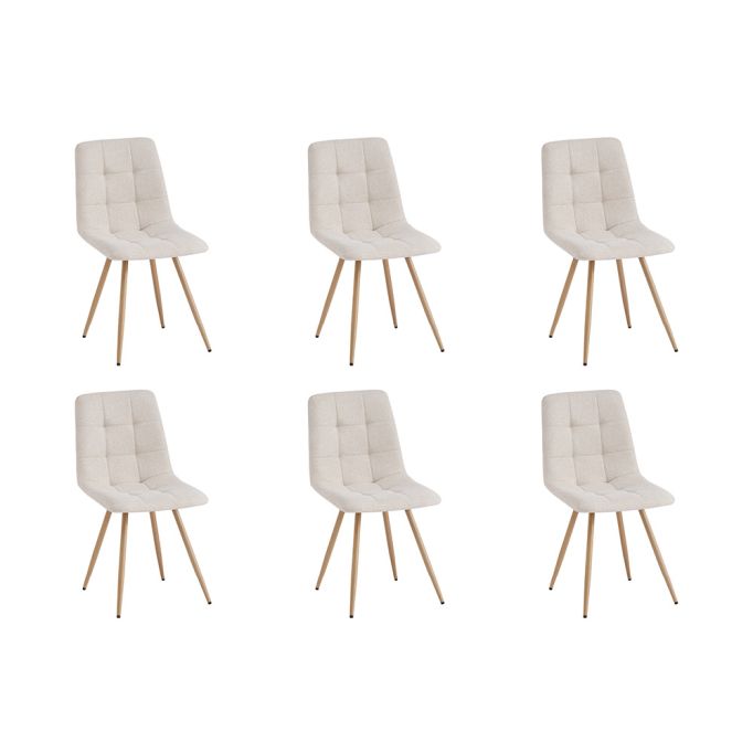 FLYNN - Lot de 6 chaises en tissu pieds bois