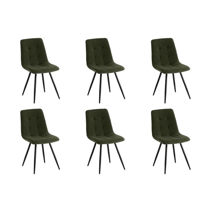 FLYNN - Lot de 6 chaises en velours pieds métal