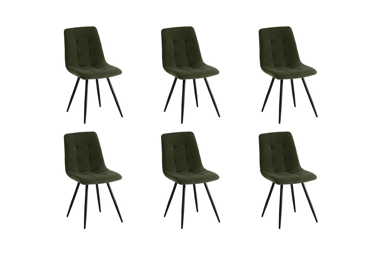 FLYNN - Lot de 6 chaises en velours pieds métal