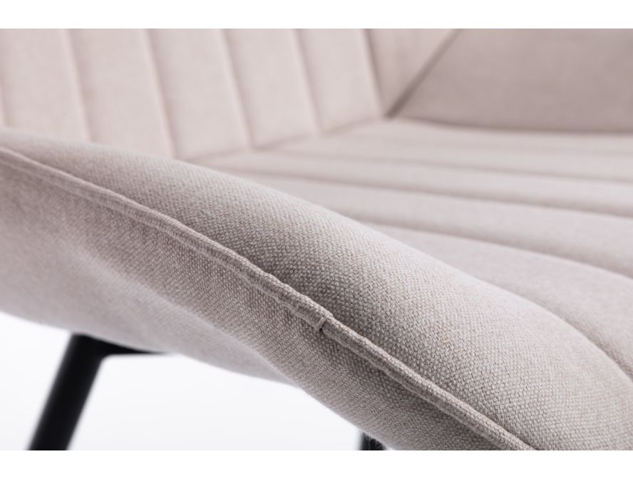 ORLANDO - Lot de 6 chaises rayures tissu pieds métal noir