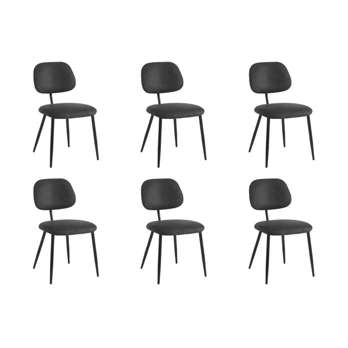 PAYTON - Lot de 6 chaises vintage en tissu et pieds métal
