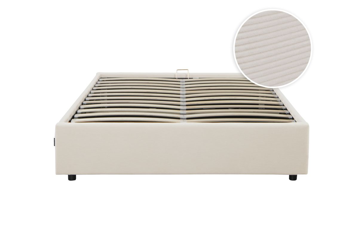 SALOMON - Cadre de lit avec coffre de rangement en velours côtelé