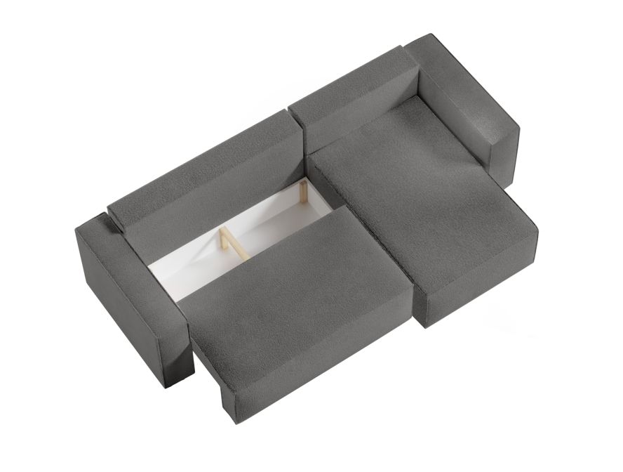 CHARLOTTE - Canapé d'angle convertible réversible avec coffre en tissu bouclette