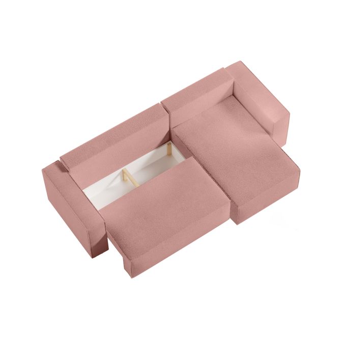 CHARLOTTE - Canapé d'angle convertible réversible avec coffre en tissu bouclette