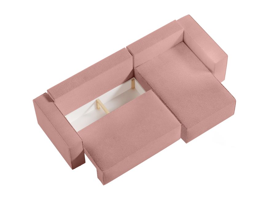 CHARLOTTE - Canapé d'angle convertible réversible avec coffre en tissu bouclette