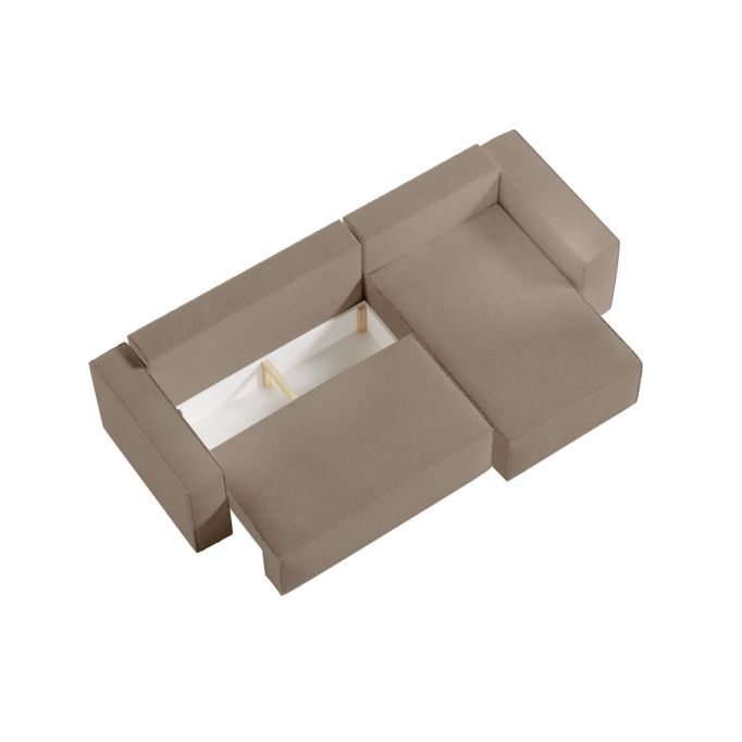 CHARLOTTE - Canapé d'angle convertible réversible avec coffre en tissu bouclette