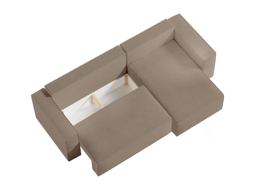 CHARLOTTE - Canapé d'angle convertible réversible avec coffre en tissu bouclette