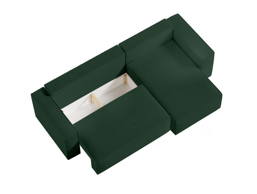 CHARLOTTE - Canapé d'angle convertible réversible avec coffre en tissu bouclette