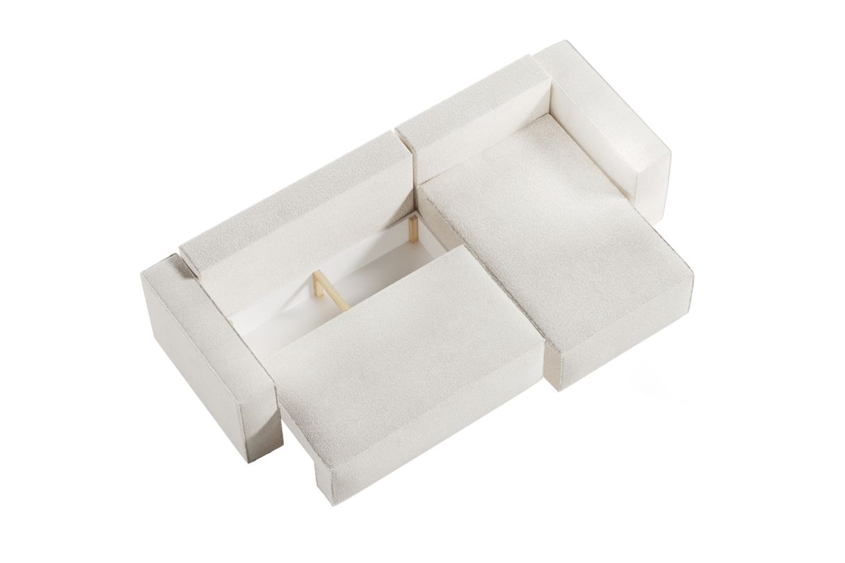 CHARLOTTE - Canapé d'angle convertible réversible avec pouf en tissu bouclette