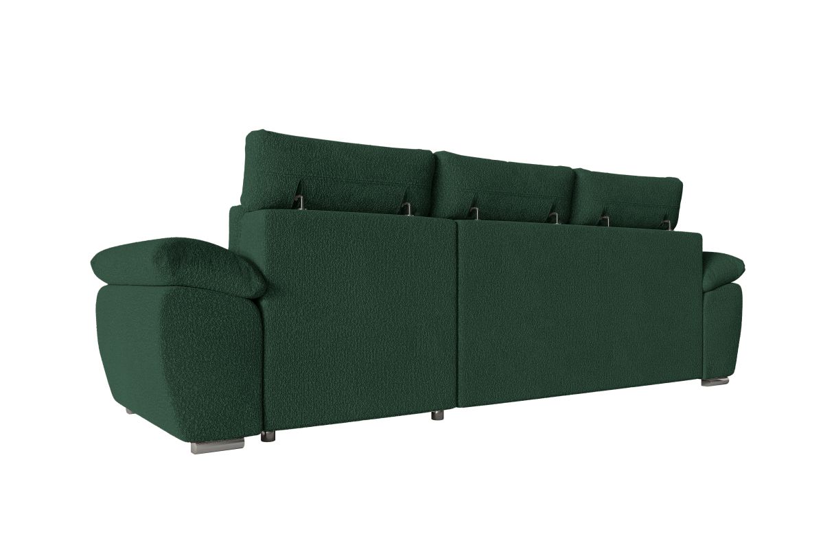 KOMECO - Canapé d'angle reversible convertible avec coffre et têtières réglables en tissu bouclettes