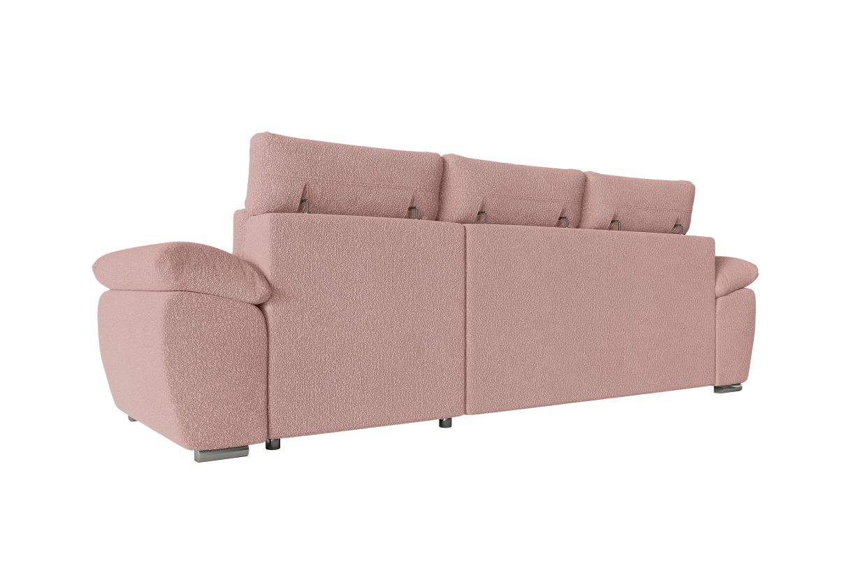 KOMECO - Canapé d'angle reversible convertible avec coffre et têtières réglables en tissu bouclettes