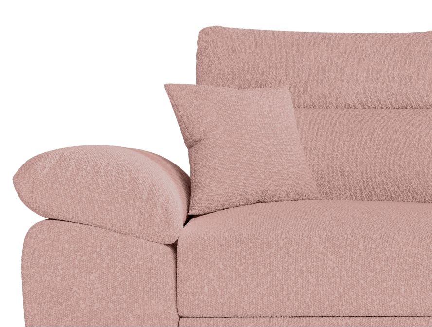 KOMECO - Canapé d'angle reversible convertible avec coffre et têtières réglables en tissu bouclettes