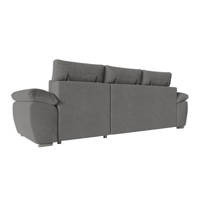 KOMECO - Canapé d'angle reversible convertible avec coffre et têtières réglables en tissu bouclettes