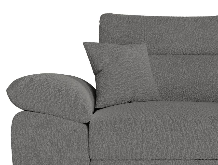 KOMECO - Canapé d'angle reversible convertible avec coffre et têtières réglables en tissu bouclettes