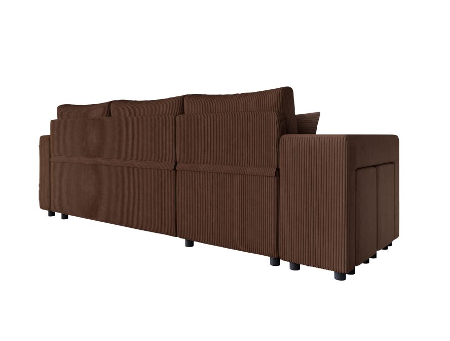 MARIA PLUS - Canapé d'angle réversible convertible avec coffre et 2 poufs en velours côtelé