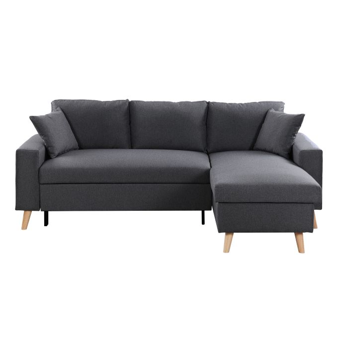 ARTIK - Canapé d'angle scandinave réversible convertible avec coffre en tissu