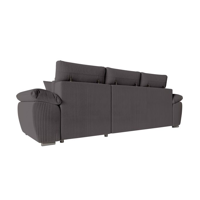 KOMECO - Canapé d'angle reversible convertible avec coffre et têtières réglables en velours côtelé