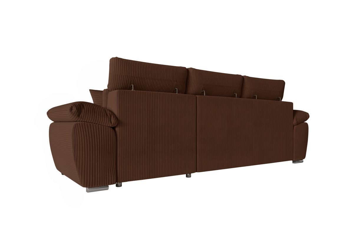 KOMECO - Canapé d'angle reversible convertible avec coffre et têtières réglables en velours côtelé