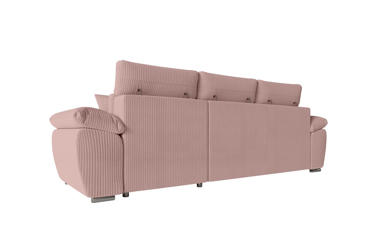 KOMECO - Canapé d'angle reversible convertible avec coffre et têtières réglables en velours côtelé