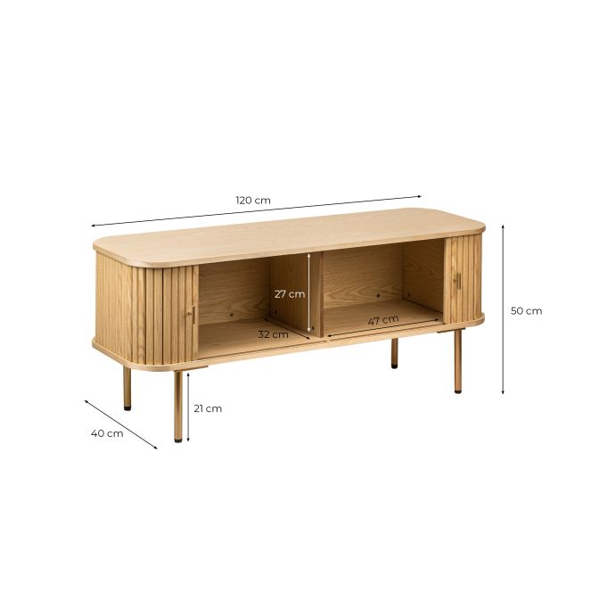 GOYA - Meuble TV 120cm en bois et laiton