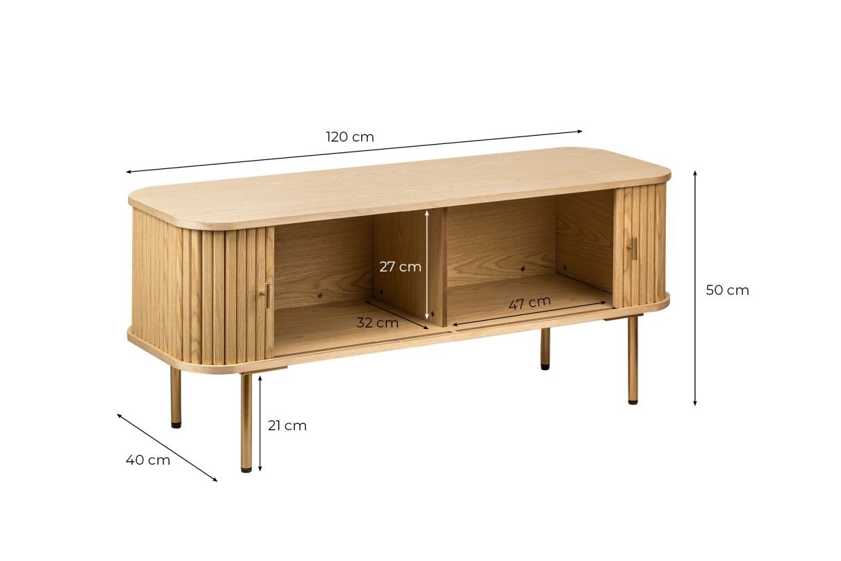 GOYA - Meuble TV 120cm en bois et laiton