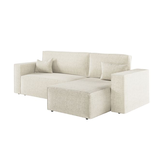 CHARLOTTE - Canapé d'angle convertible réversible avec coffre en tissu texturé 3D