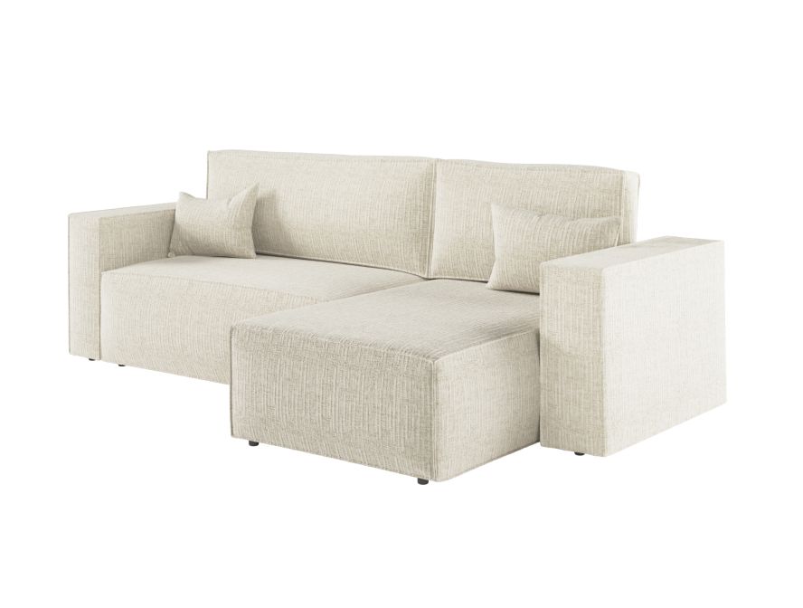 CHARLOTTE - Canapé d'angle convertible réversible avec coffre en tissu texturé 3D