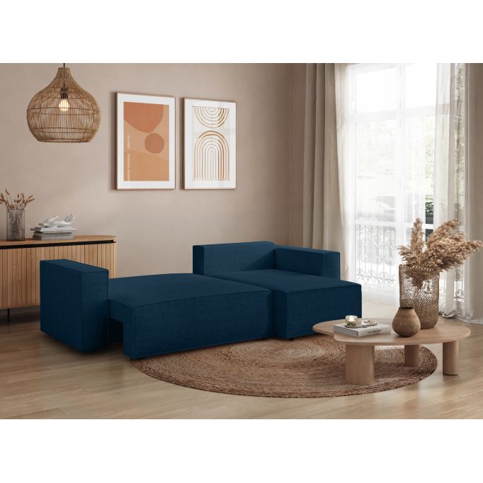 CHARLOTTE - Canapé d'angle convertible réversible avec coffre en tissu texturé 3D