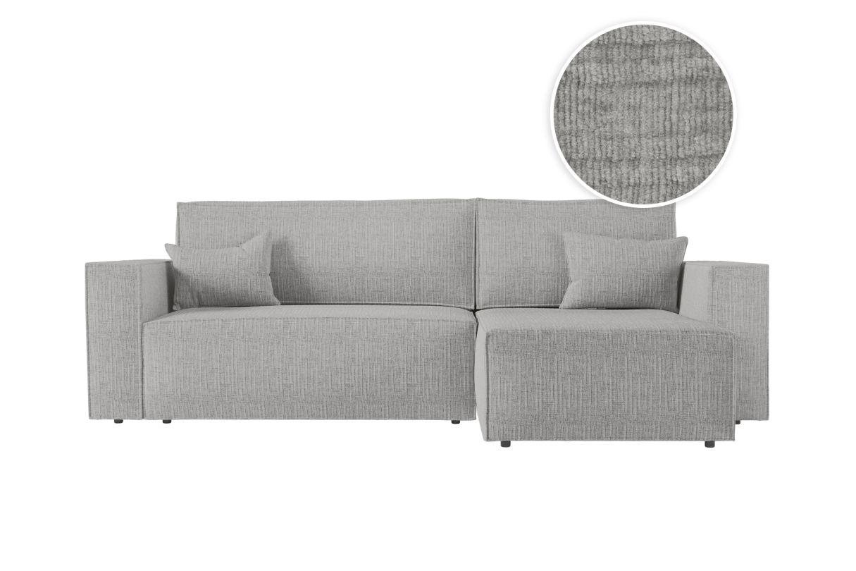 CHARLOTTE - Canapé d'angle convertible réversible avec coffre en tissu texturé 3D