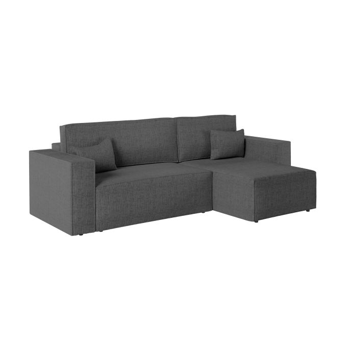 CHARLOTTE - Canapé d'angle convertible réversible avec coffre en tissu texturé 3D