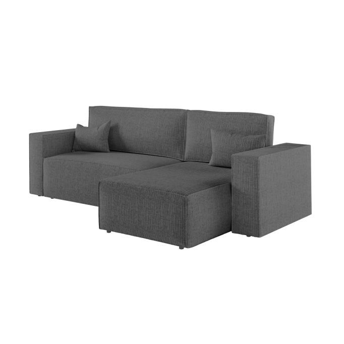 CHARLOTTE - Canapé d'angle convertible réversible avec coffre en tissu texturé 3D