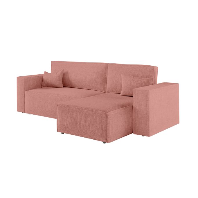 CHARLOTTE - Canapé d'angle convertible réversible avec coffre en tissu texturé 3D