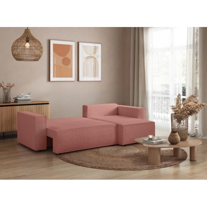 CHARLOTTE - Canapé d'angle convertible réversible avec coffre en tissu texturé 3D