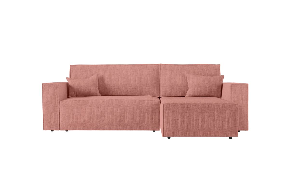 PACK - CHARLOTTE - Canapé d'angle convertible réversible avec pouf en tissu texturé 3D