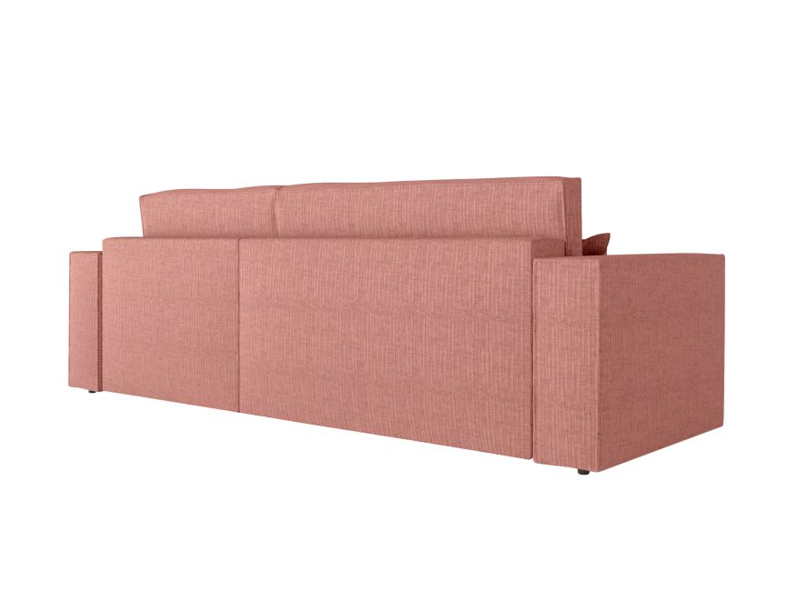 PACK - CHARLOTTE - Canapé d'angle convertible réversible avec pouf en tissu texturé 3D