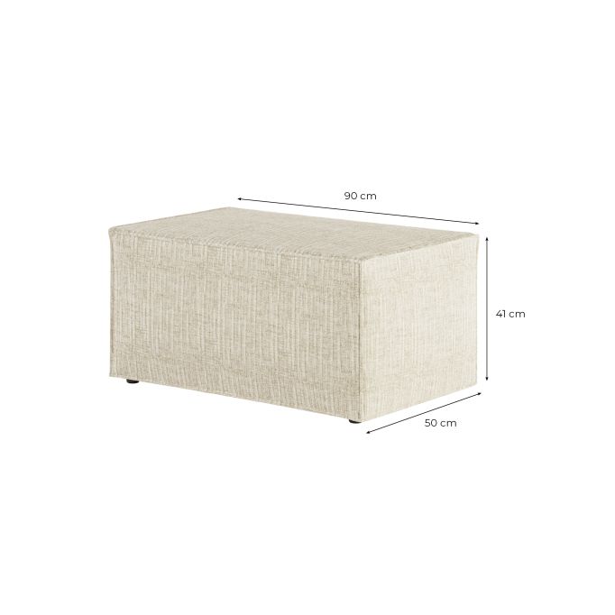 PACK - CHARLOTTE - Canapé d'angle convertible réversible avec pouf en tissu texturé 3D