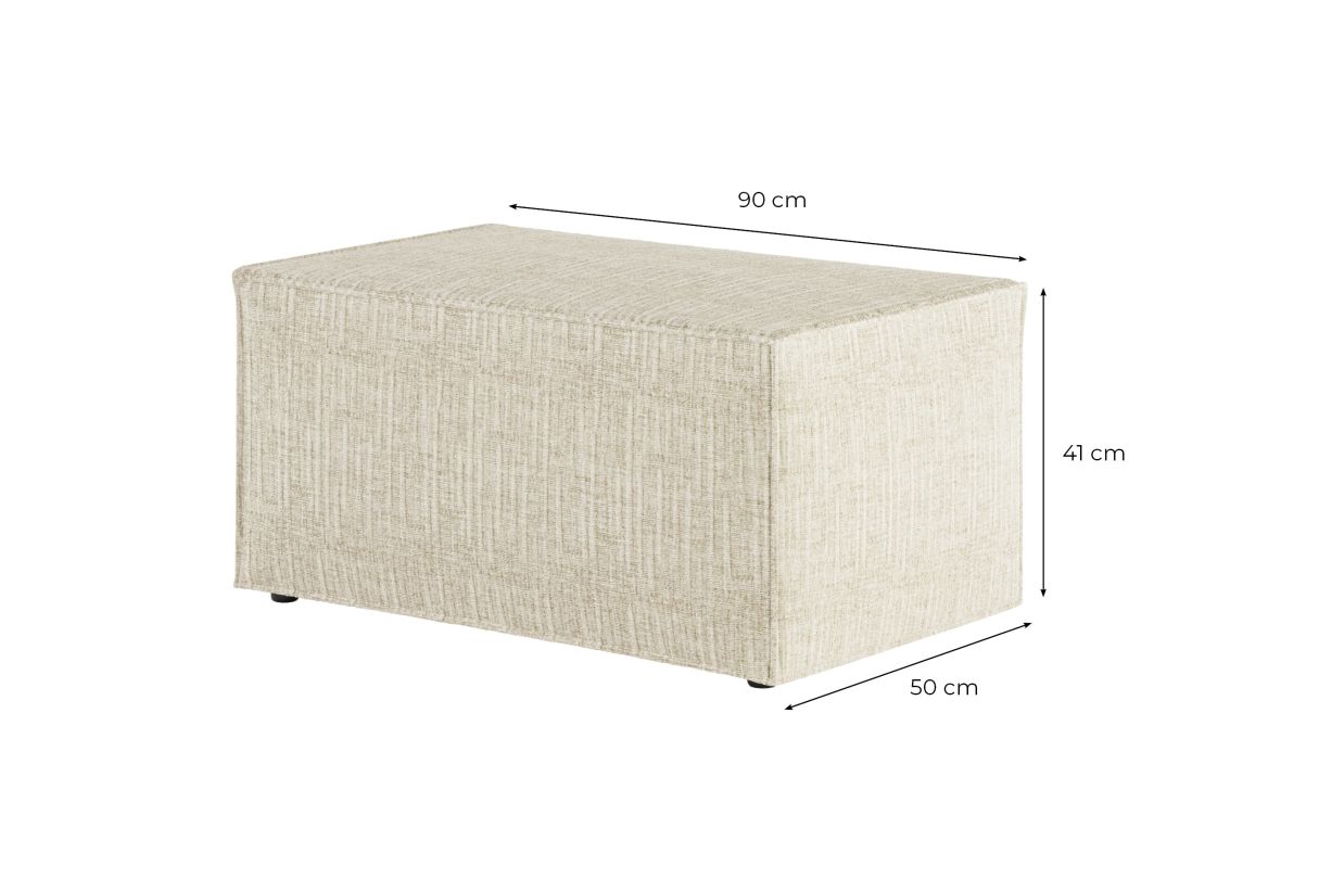 PACK - CHARLOTTE - Canapé d'angle convertible réversible avec pouf en tissu texturé 3D