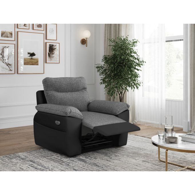 ROSS - Fauteuil de relaxation électrique en tissu et simili