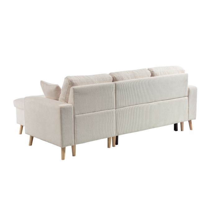 ARTIK - Canapé d'angle 4 places convertible et réversible au style scandinave avec coffre en velours côtelé