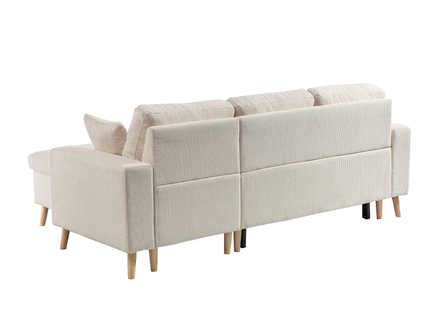 ARTIK - Canapé d'angle 4 places convertible et réversible au style scandinave avec coffre en velours côtelé