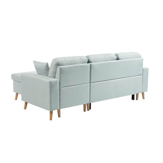 ARTIK - Canapé d'angle 4 places convertible et réversible au style scandinave avec coffre en tissu