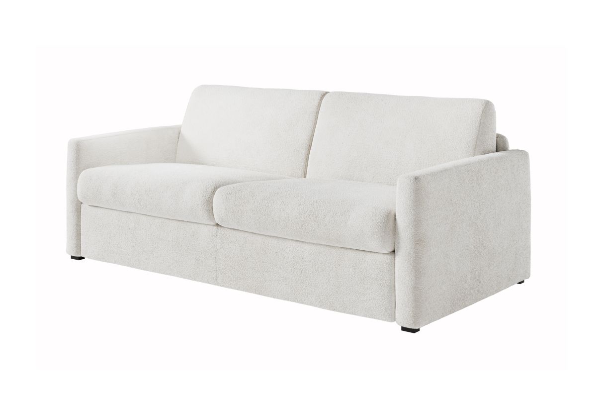 Canapé convertible système couchage express 3 places en tissu bouclettes