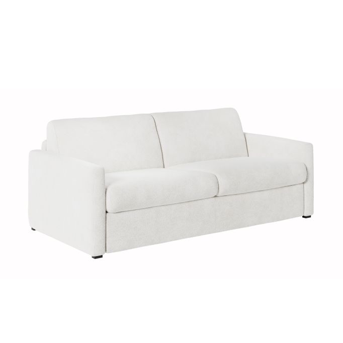 Canapé convertible système couchage express 3 places en tissu bouclettes