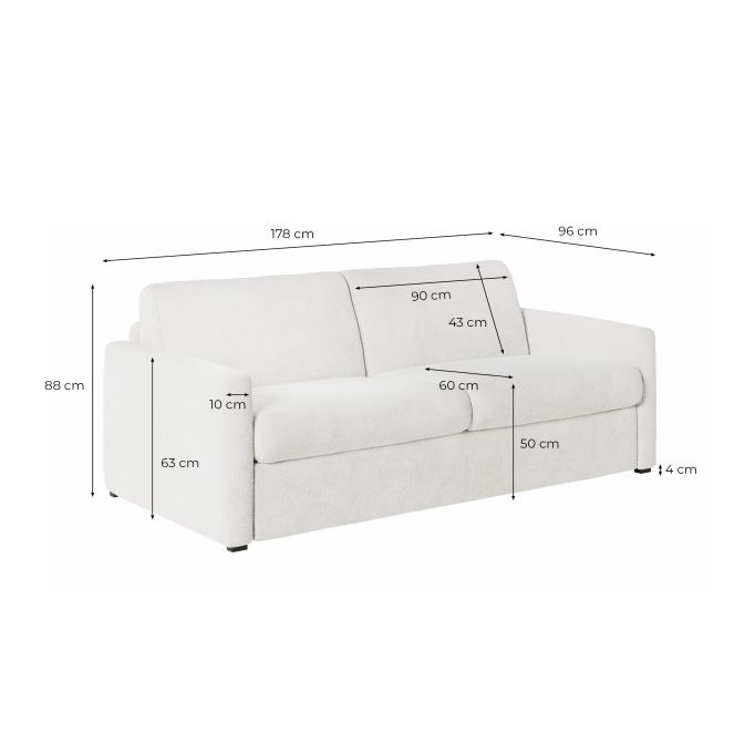 Canapé convertible système couchage express 3 places en tissu bouclettes