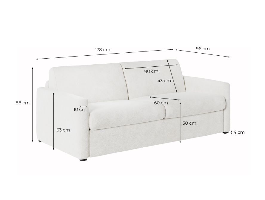 Canapé convertible système couchage express 3 places en tissu bouclettes